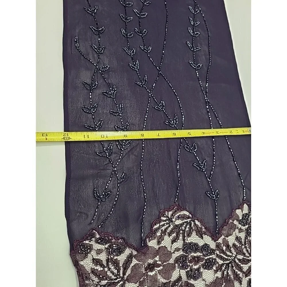 Chico's Wrap Scarf Elegant Beading and Lace Purple and Black